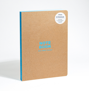 A4 Notebook: Kraft and Neon Blue, Hardcover - 230 Lined Pages