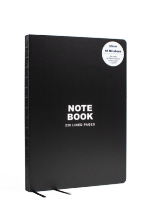 A4 Notebook: Classic Black Notebook Hardcover  - 230 Lined Pages