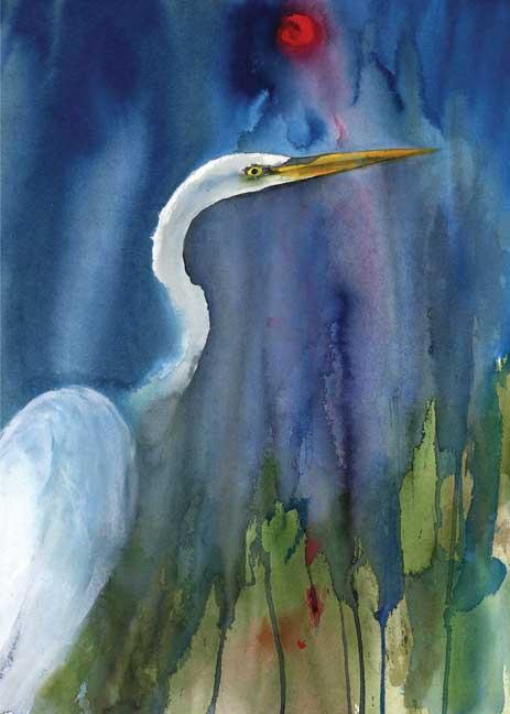Great Egret Blue Notecards 10/pk
