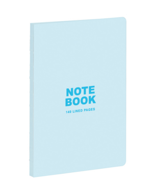 Pastel Blue A5 Notebook 140 Lined Pages, Raw Sewn Spine, Lays Flat