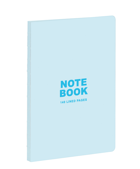 Pastel Blue A5 Notebook 140 Lined Pages, Raw Sewn Spine, Lays Flat