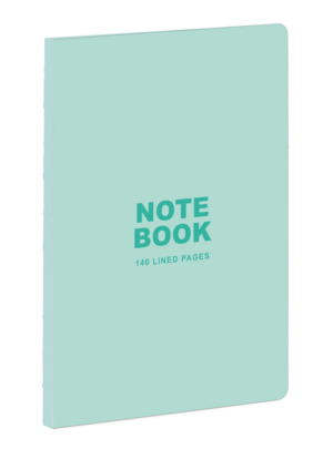 Pastel Green A5 Notebook:140 Lined Pages, Raw Sewn Spine, Lays Fla