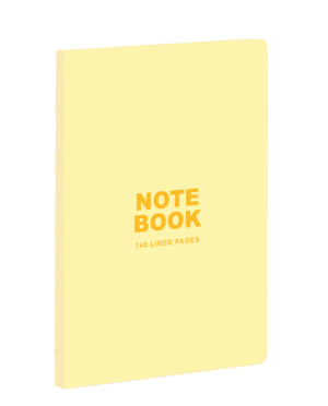 Pastel Yellow, A5 Notebook: 140 Lined Pages, Raw Sewn Spine