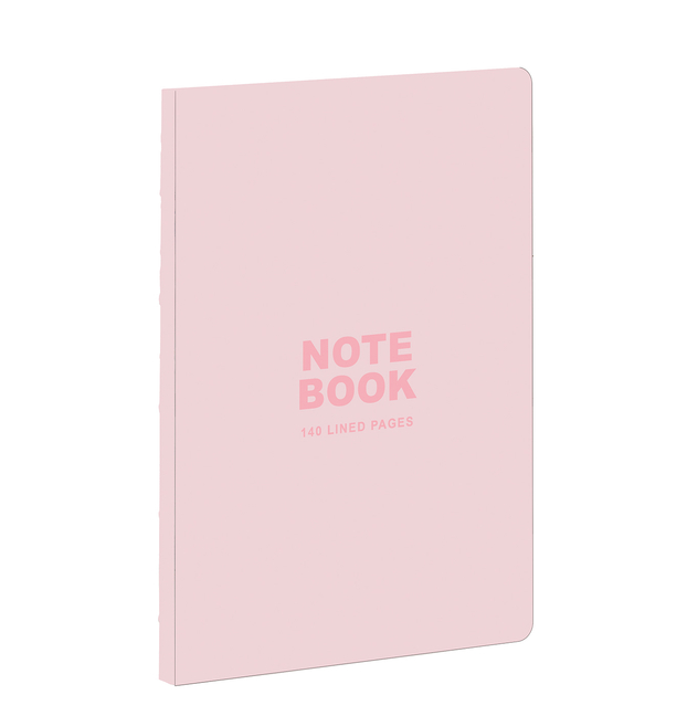 Pastel Pink A5 Notebook 140 Lined Pages, Raw Sewn Spine, Lays Flat